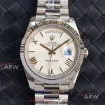 Perfect AAA Rolex Day Date 40mm White Dial Stainless Steel President Band Automatic Watch 228239 On Sale